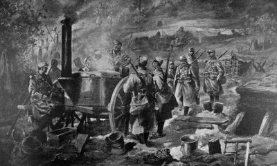 Dystrybucja zupy na froncie, 1915 autorstwa Unbekannt