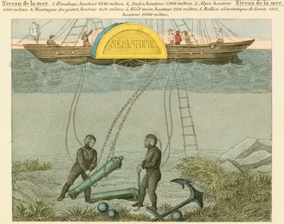 Nurkowie ratujący działa z dna morskiego, c1855 autorstwa Unbekannt