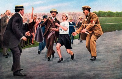 Dorando Pietri ukończył pierwszy nowoczesny maraton olimpijski, Londyn, 1908 autorstwa Unbekannt