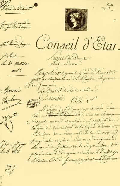 Projekt dekretu o formie i składzie pieczęci cesarskiej z 10 lipca 1804 r. 1921. autorstwa Unbekannt