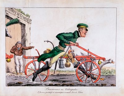 Draisienne lub welocyped pokazany jako zastępujący konie we francuskiej poczcie, 1818 r autorstwa Unbekannt