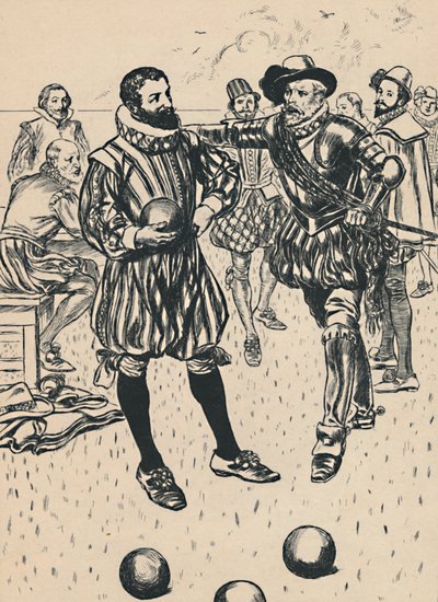 Drake dowiaduje się, że zbliża się Armada, c1907 autorstwa Unbekannt