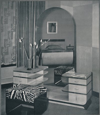 Toaletka i taboret zaprojektowane dla Frankl Galleres, Inc., 1933 autorstwa Unbekannt