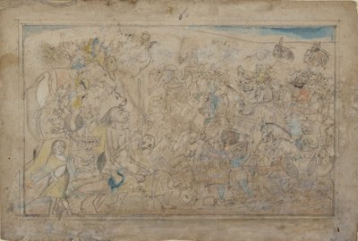 Durga, Kali i pięć matrików walczą z demoniczną armią demona Shumbha..., ka. 1780. autorstwa Unbekannt