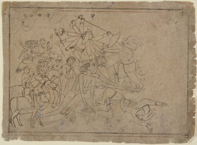 Durga, Kali i matriki walczą z demonem Raktabija: scena z Devi Mahatmya, Ka. 1780. autorstwa Unbekannt
