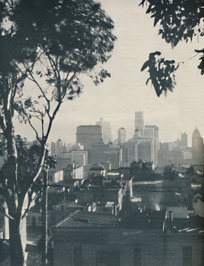 Domy z domowego drewna w cieniu betonowych gigantów, ok. 1935 r. autorstwa Unbekannt