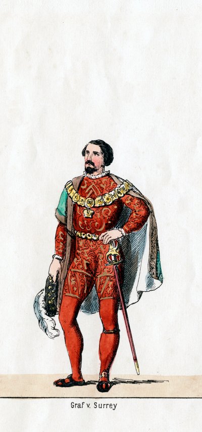 Earl of Surrey, projekt kostiumów do sztuki Szekspira, Henryk VIII, XIX w. autorstwa Unbekannt
