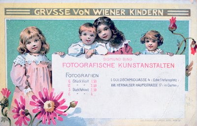 Karta reklamowa wczesnych wiedeńskich fotografów autorstwa Unbekannt