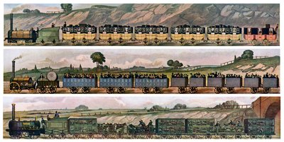 Wczesne pociągi kolejowe, Liverpool i Manchester Railway, Anglia, 1831, c1900-1920 autorstwa Unbekannt