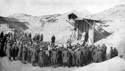 Msza wielkanocna na wydmach na plażach Belgii nad Morzem Północnym, I wojna światowa, 1915 autorstwa Unbekannt
