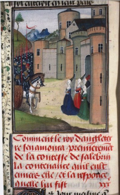 Edward III z Anglii i Catherine Grandison. Miniatura z Chroniques dAngleterre autorstwa Jean de Wav autorstwa Unbekannt
