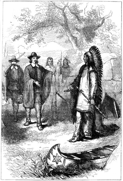 Wizyta Edwarda Winslowsa w Massasoit, XVII wiek ok. 1880 r. autorstwa Unbekannt