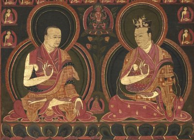Ósmy Karmapa Mikyo Dordże (1507-1554) i jego nauczyciel Pierwszy Sangje Njenpa autorstwa Unbekannt