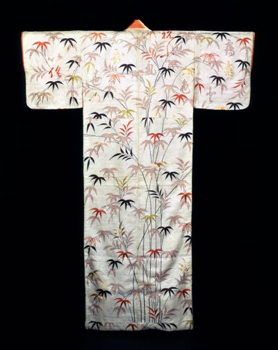 Haftowane białe satynowe kimono damskie, japońskie, okres Edo, 1600-1867 autorstwa Unbekannt
