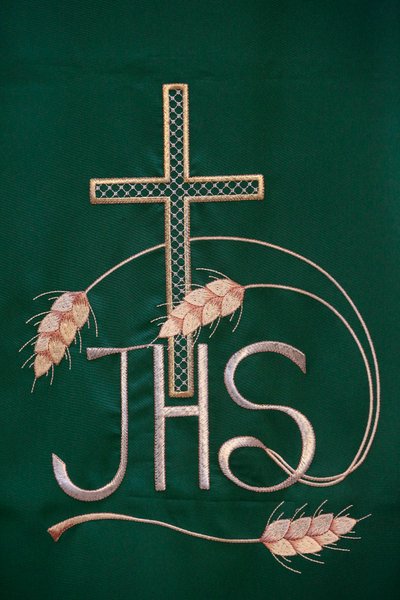 Haft w kościele Maria SS, Assunta: christogram lub monogram Jezusa Chrystusa, Galatone, Włochy autorstwa Unbekannt