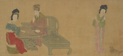 Cesarz Minghuang i małżonek Yang grający weiqi, dynastia Ming lub Qing, XVII wiek. autorstwa Unbekannt
