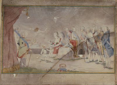 Cesarzowa Katarzyna II z rodziną i dworzanami, koniec lat 80. XVIII wieku autorstwa Unbekannt