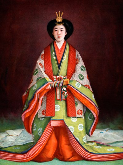 Cesarzowa Japonii Nagako w szatach koronacyjnych, ok. 1924 r. autorstwa Unbekannt