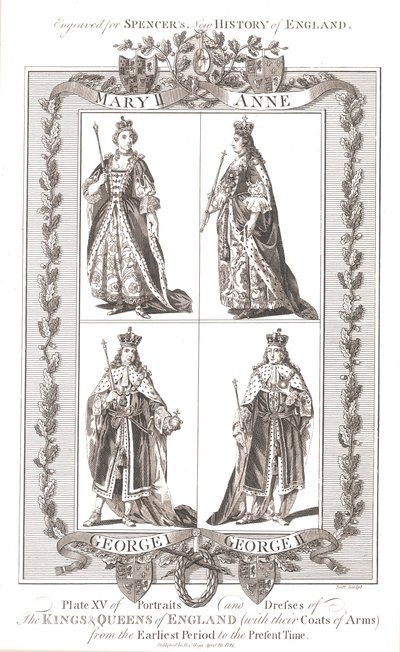 Angielscy królowie i królowe z herbami, 1780-1800 autorstwa Unbekannt