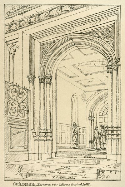Wejście do różnych sądów, Guildhall, Londyn, czerwiec 1815 1886 autorstwa Unbekannt