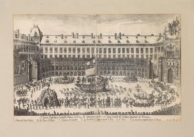 Balet jeździecki na dziedzińcu wiedeńskiego Hofburga ..., 1667. autorstwa Unbekannt