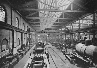 Sklep montażowy, London and North-Western Railway Works, Crewe, ok. 1896 r. autorstwa Unbekannt