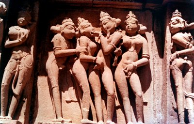 Rzeźba erotyczna, świątynia hinduska, Khajuraho, Indie, 950 - 1050 autorstwa Unbekannt