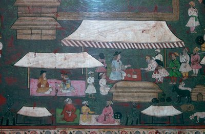 Kupcy europejscy i indyjscy w Delhi, XVII wiek autorstwa Unbekannt