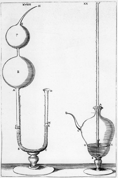 Eksperymentalne barometry używane przez Accademia dell Cimento, Florencja, Włochy, 1691 autorstwa Unbekannt