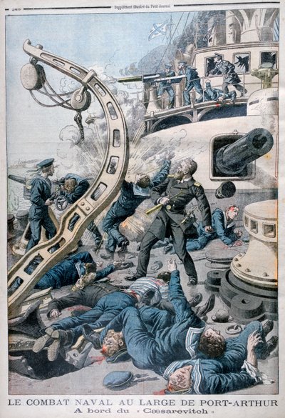 Wybuch na pokładzie rosyjskiego pancernika Carewicz, Bitwa nad Morzem Żółtym, 10 sierpnia 1904 r. autorstwa Unbekannt