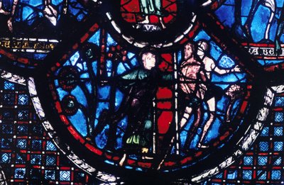 Wypędzenie z Edenu, witraż, katedra w Chartres, Francja, 1205-1215 autorstwa Unbekannt