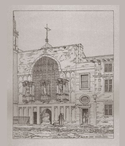 Widok zewnętrzny kaplicy Guildhall, 1815, 1886 autorstwa Unbekannt