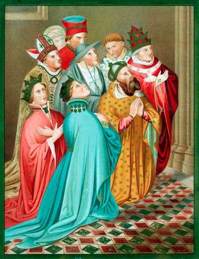 Ferdynand I Aragoński i jego królowa na modlitwie, 1417, połowa XIX wieku autorstwa Unbekannt