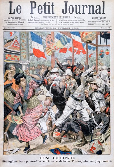 Walka między żołnierzami francuskimi i japońskimi podczas wojny rosyjsko-japońskiej, Chiny, 1904 autorstwa Unbekannt