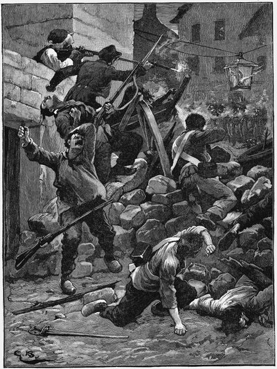 Walka na barykadach, Monarchia Lipcowa, Francja, 1848 c1885 autorstwa Unbekannt