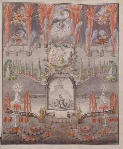 Fajerwerki i iluminacje 17 września 1747 w Gostilitsy, połowa XVIII w. autorstwa Unbekannt