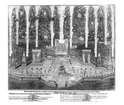 Fajerwerki z okazji koronacji Anny Ioannovny 30 kwietnia 1730 r. 1730 autorstwa Unbekannt