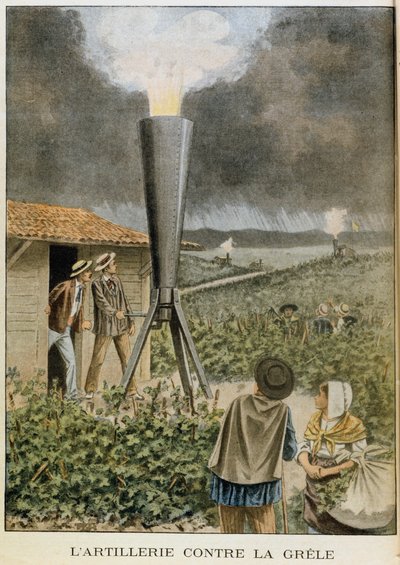 Strzelanie z armaty w chmury, aby zapobiec gradobicia, 1901 autorstwa Unbekannt
