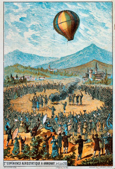 Pierwszy lot próbny balonu na ogrzane powietrze w Annonay we Francji, 4 czerwca 1783 1890 r. autorstwa Unbekannt