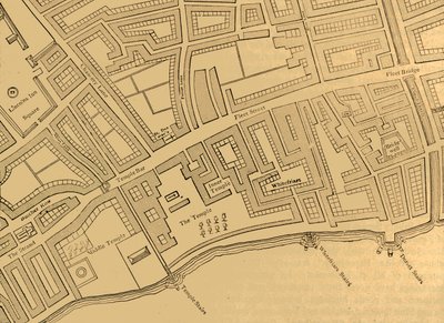 Fleet Street, The Temple, itp., Z mapy Londynu, publikacja 1720, 1897. autorstwa Unbekannt