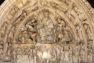 opactwo Fleury bazylika północna brama tympanon : Chrystus w chwale otoczony ewangelistami Saint Benoit sur Loire Francja autorstwa Unbekannt
