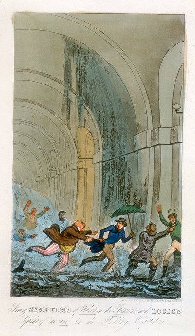 Powódź podczas wykopalisk w tunelu Tamizy, Londyn, 1828 r. autorstwa Unbekannt