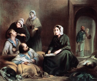 Florence Nightingale, brytyjska pielęgniarka i reformatorka szpitala, w szpitalu Scutari, Turcja, 1855 r autorstwa Unbekannt