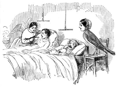 Florence Nightingale obserwuje pielęgniarkę przy pracy, 1854 autorstwa Unbekannt