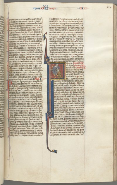 Fol. 112r, Kings II, inicjał historyczny F, ścięcie Amalekity, ok. 1930 r. 1275-1300. autorstwa Unbekannt