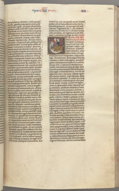 Fol. 123r, Kings III, historyczny inicjał E, sługa sprowadzający Abiszag do Dawida..., ok. 123r. 1275-1300 autorstwa Unbekannt