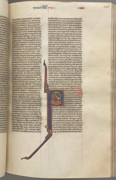 Fol. 136r, Kings IV, inicjał historyczny P, Achazjasz spadający z wieży, ok. 136r. 1275-1300. autorstwa Unbekannt