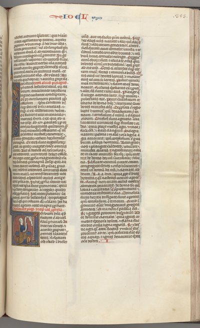 Fol. 353r, Joel, inicjał historyczny V, Joel siedzący ze zwojem, u góry popiersie Boga, ok. 353r. 1275-1300. autorstwa Unbekannt