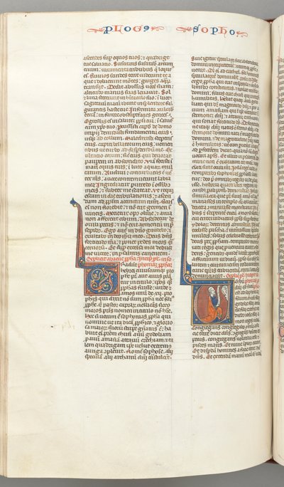 Fol. 362v, Sofoniasz, inicjał historyczny V, Sofoniasz klęczący ze zwojem, popiersie Boga..., c. 12 autorstwa Unbekannt