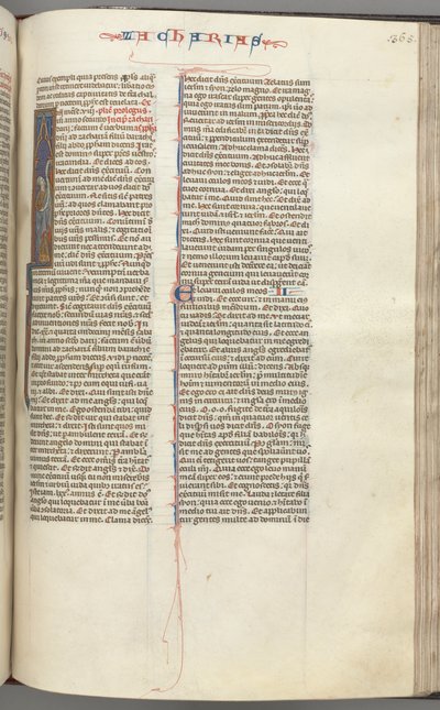 Fol. 365r, Zachariasz, inicjał historyczny I, Zachariasz stojący ze zwojem, ok. 185r. 1275-1300. autorstwa Unbekannt